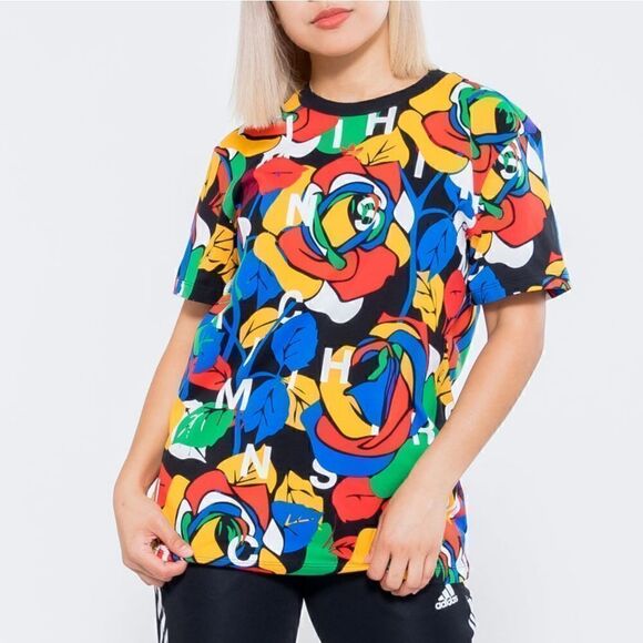 Adidas X Richi Mnisi Floral Art Tee Shirt Women's Size Medium M Designer Edition - Picture 1 of 10